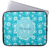 Girly Monogramm-Türkis-Gänseblümchen-Blumen mit Laptopschutzhülle (Vorderseite)