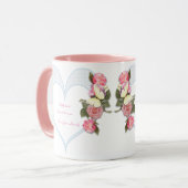 Girly Mother's Day Rosa Blumenherz Tasse (Vorderseite Links)
