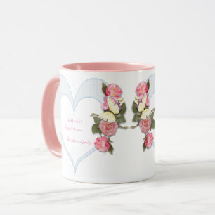 Girly Mother's Day Rosa Blumenherz Tasse