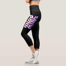 Girly Motivierend Gradient Pink Typografy Black Capri Leggings