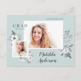 Girly Multi-Foto Blütenelegante Abschlussfeier Einladungspostkarte