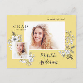 Girly Multi-Foto Blütenelegante Abschlussfeier Einladungspostkarte