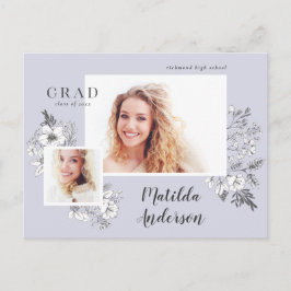 Girly Multi-Foto Blütenelegante Abschlussfeier Einladungspostkarte