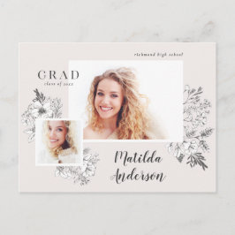 Girly Multi-Foto Blütenelegante Abschlussfeier Einladungspostkarte