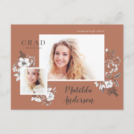 Girly Multi-Foto Blütenelegante Abschlussfeier Einladungspostkarte