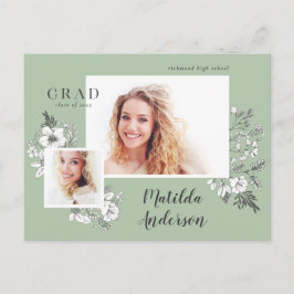 Girly Multi-Foto Blütenelegante Abschlussfeier Einladungspostkarte