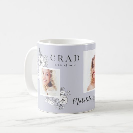 Girly Multi-Foto Blütenelegante Abschlussfeier Kaffeetasse (Vorderseite Links)