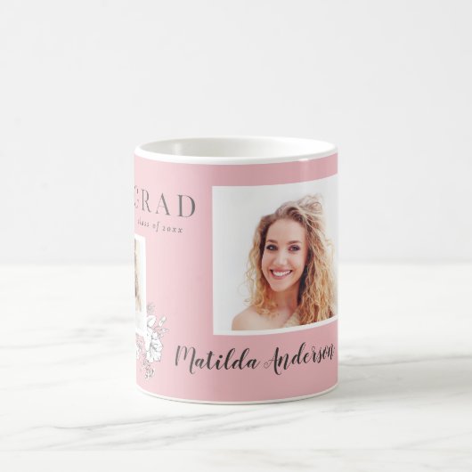 Girly Multi-Foto Blütenelegante Abschlussfeier Kaffeetasse (Mittel)