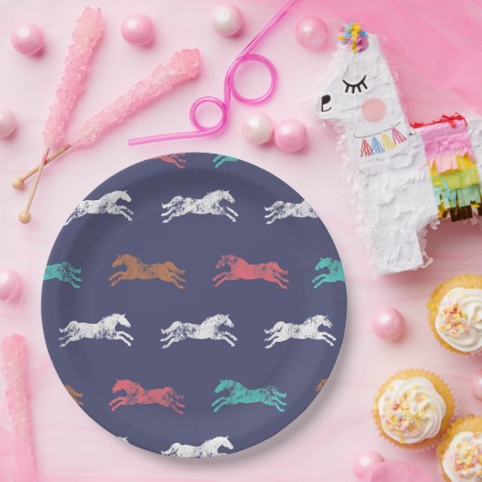 Girly Multicolor Classic Pferde Pappteller (Party)