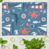 Girly Muster des Retro nautischseemanns mit Ankern Handtuch (Gefaltet)