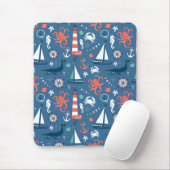Girly Muster des Retro nautischseemanns mit Ankern Mousepad (Mit Mouse)