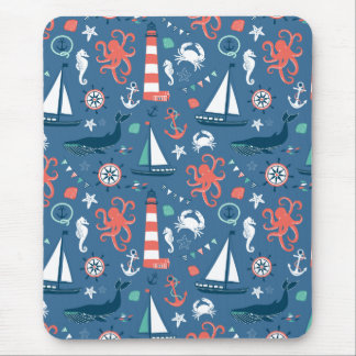 Girly Muster des Retro nautischseemanns mit Ankern Mousepad