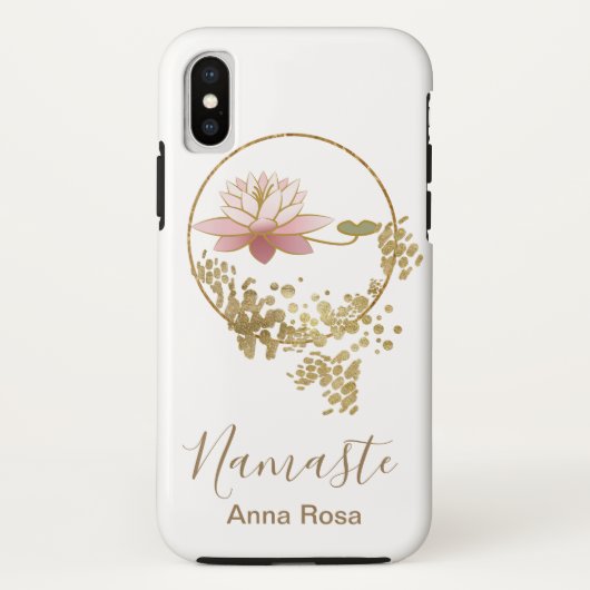 *~* Girly Namaste Lotos-GoldGlitzerzen-Weiß Case-Mate iPhone Hülle (Rückseite)