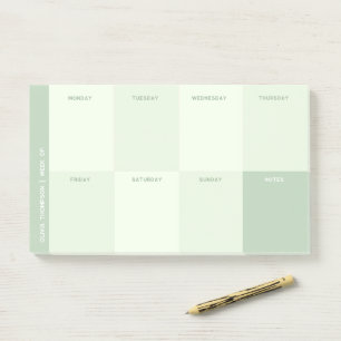 Girly Name Green School Weekekly Planner Notepad Post-it Klebezettel