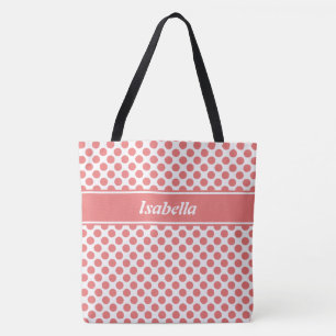 Girly Named Pink & White Polka Dot Tote Bag Tasche