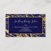 Girly Navy Blue Gold Marmor Glitzer Glam Monogramm Visitenkarte (Rückseite)
