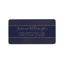 Girly Navy Blue und Rose Gold Foil Geometric