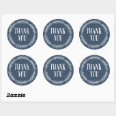Girly Navy Blue Wreath Danke Stickers (Blatt)