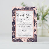 Girly Navy Rose Gold Glitter Floral Illustrations Dankeskarte (Stehend Vorderseite)