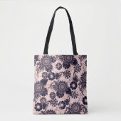 Girly Navy Rose Gold Glitter Floral Illustrations Tasche (Vorderseite)