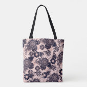Girly Navy Rose Gold Glitter Floral Illustrations Tasche (Rückseite)