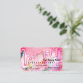 Girly Neon Coral Pearl Opal Glitzer Tropfens Credi Visitenkarte (Stehend Vorderseite)