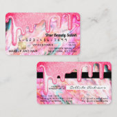 Girly Neon Coral Pearl Opal Glitzer Tropfens Credi Visitenkarte (Vorne/Hinten)