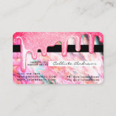 Girly Neon Coral Pearl Opal Glitzer Tropfens Credi Visitenkarte (Rückseite)