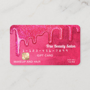 Girly Neon Pink Dick Glitzer Tropfen Gift Credit Visitenkarte