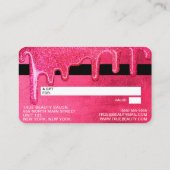 Girly Neon Pink Dick Glitzer Tropfen Gift Credit Visitenkarte (Rückseite)