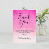 Girly Neon Pink White Glitzer Ombre Dankeskarte (Stehend Vorderseite)