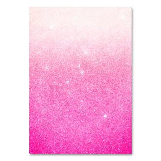 Girly Neon Pink White Glitzer Ombre Tischnummer (Rückseite)