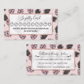 Girly Niedlich Floral Pink Schwarzer Ananas Muster Treuekarte (Vorne/Hinten)