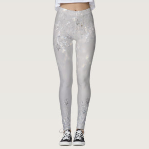 Girly Niedlich Glittery Snowflakes Leggings