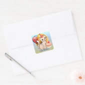 Girly Niedlich Kitty Happy Geburtstagskleber Quadratischer Aufkleber (Umschlag)