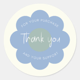 Girly Niedlich Moderne Blume "Danke" Verpackung Runder Aufkleber