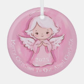 Girly Niedlich Pink Angel 2024 Ornament Aus Glas (Vorderseite)