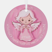 Girly Niedlich Pink Angel 2024 Ornament Aus Glas (Rückseite)