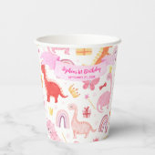 Girly Niedlich Pink Baby Dinosaur Kindergeburtstag Pappbecher (Rückseite)