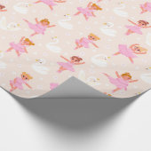 Girly Niedlich Pink Ballerina Swan Muster Geschenkpapier (Ecke)