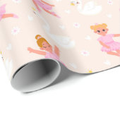 Girly Niedlich Pink Ballerina Swan Muster Geschenkpapier (Rolleneckpunkt)