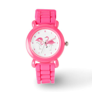 Girly Niedlich Pink Flamingos Illustration Armbanduhr