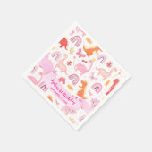 Girly Niedlich Pink Ribbon Baby Dinosaur Kindergeb Serviette (Ecke)