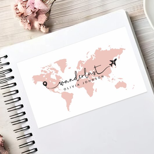 Girly Niedlich Pink Wanderlust World Travel Script Rechteckiger Aufkleber