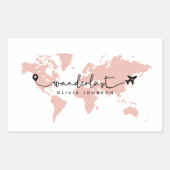 Girly Niedlich Pink Wanderlust World Travel Script Rechteckiger Aufkleber (Vorderseite)