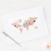 Girly Niedlich Pink Wanderlust World Travel Script Rechteckiger Aufkleber (Umschlag)
