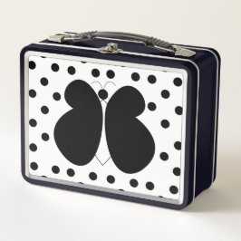 Girly Niedlich Polka Dots Butterfly Metall Brotdose