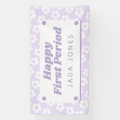 Girly Niedlich Purple Flowers Erstes Party Banner (Vertikal)