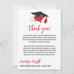 Girly Niedlich Red Bows Foto Abschluss Dankeskarte