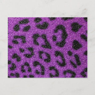 Girly Niedlich Trendy Lila Glitzer Cheetah Printin Postkarte